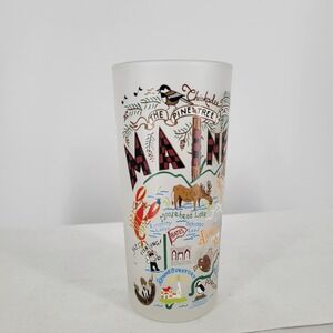 Catstudio Maine State Frosted Highball Glass Souvenir 2015 Pine Tree State 15oz